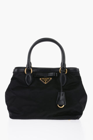Nylon Expandable Handbag with Leathed Handles