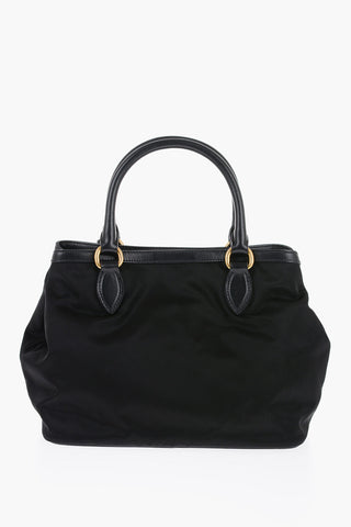 Nylon Expandable Handbag with Leathed Handles