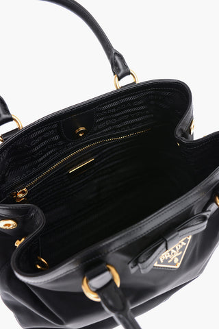 Nylon Expandable Handbag with Leathed Handles