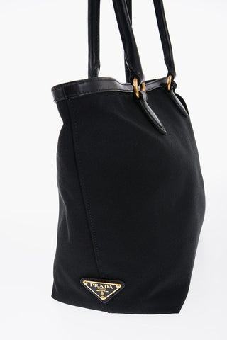 Canvas Tote Bag with Leather Handles