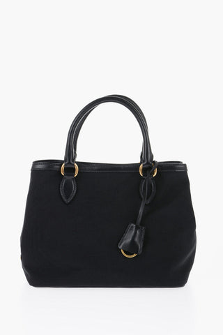Canvas Expandable Handbag with Leathed Handles