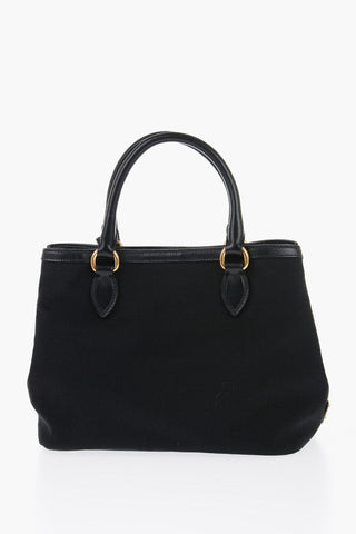 Canvas Expandable Handbag with Leathed Handles
