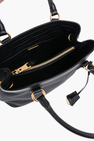 Borsa a Mano Espandibile in Tessuto con Manici in Pelle