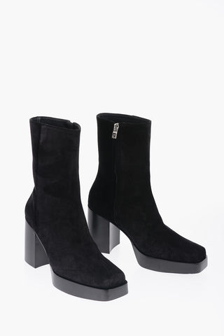 Stivaletti In Suede A Punta Squadrata Con Tacco 10cm