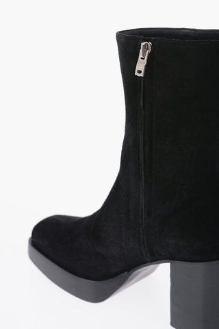 Stivaletti In Suede A Punta Squadrata Con Tacco 10cm