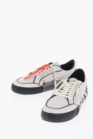 Two-Tone Leather Low Top Sneakers with Contrasting Details