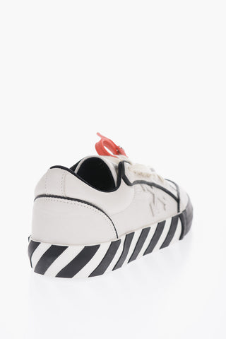 Two-Tone Leather Low Top Sneakers with Contrasting Details