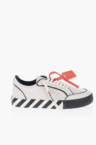 Two-Tone Leather Low Top Sneakers with Contrasting Details