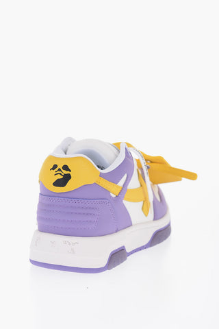Two-Tone Leather Low Top Sneakers with Contrasting Details