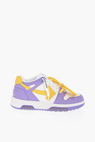 Two-Tone Leather Low Top Sneakers with Contrasting Details