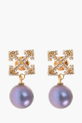 Stud Brass Earrings with Rhinestone