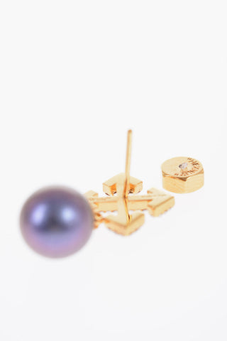 Stud Brass Earrings with Rhinestone