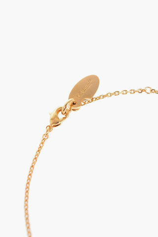 Golden-Effect Chain Necklace with Rhinestone Pendant