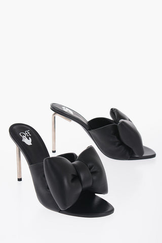Padded Soft Leather Mules with Maxi Bow 12cm