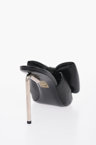 Padded Soft Leather Mules with Maxi Bow 12cm