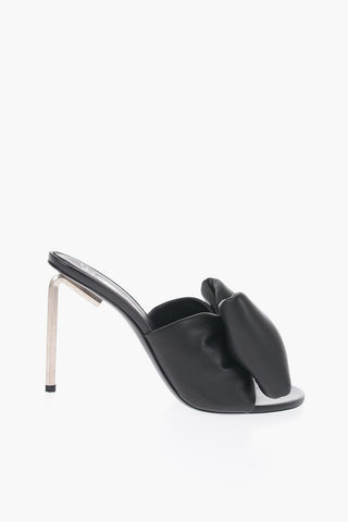 Padded Soft Leather Mules with Maxi Bow 12cm