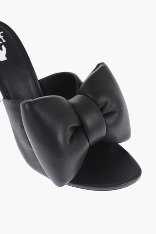 Padded Soft Leather Mules with Maxi Bow 12cm