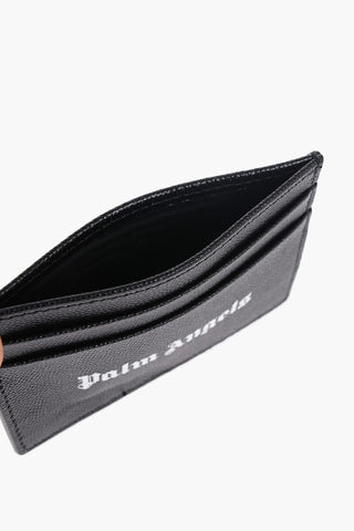 Portacarte in Pelle Martellata con Logo a Contrasto