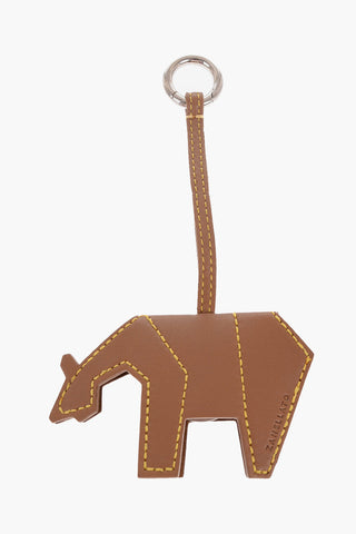 Animal-Shaped Textured Leather Keychain