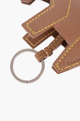 Animal-Shaped Textured Leather Keychain