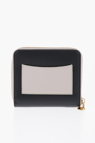 Two-Tone Faux Leather Wallet with Zip Closure