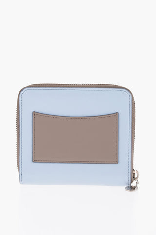 Two-Tone Faux Leather Wallet with Zip Closure