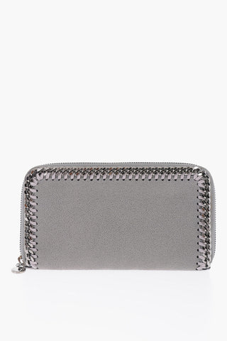 Faux Leather Continental Wallet with Silver-Tone Chain