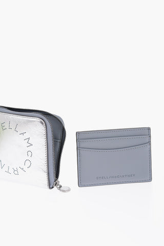 Metallic Faux Leather Card Holder with Zip Closure