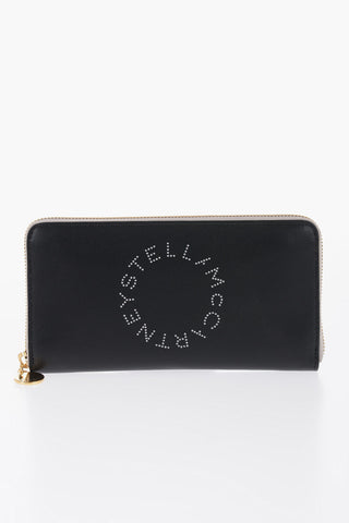 Faux Leather Continental Wallet with Contrasting Logo