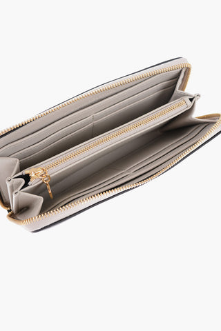 Faux Leather Continental Wallet with Contrasting Logo