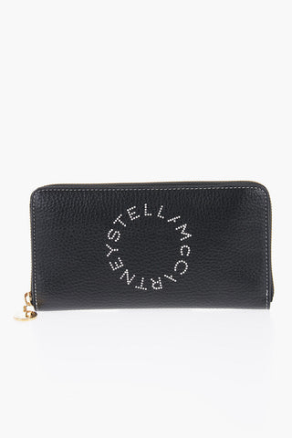 Textured Faux Leather Continental Wallet with Contrasting Logo