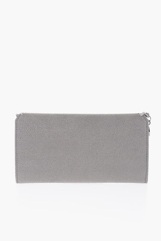 Faux Leather Continental Wallet with Silver-Tone Chain