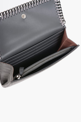 Faux Leather Continental Wallet with Silver-Tone Chain