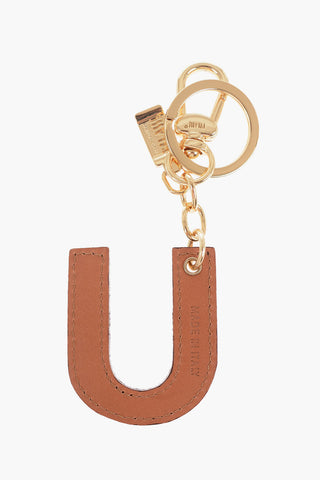 1 CLASSE Leather Keychain with Letter U Charm