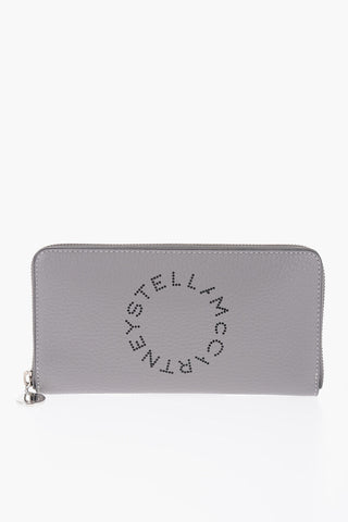 Textured Faux Leather Continental Wallet with Zip Closure
