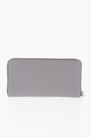 Textured Faux Leather Continental Wallet with Zip Closure