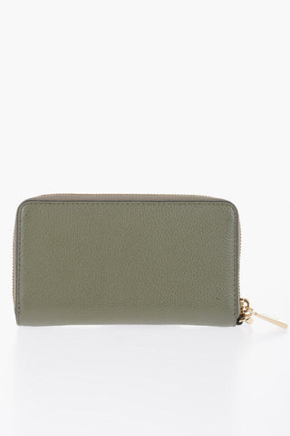 MICHAEL Textured Leather Wallet with Golden-Effect Closure