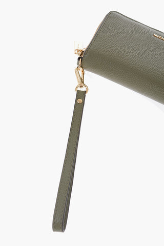 MICHAEL Textured Leather Wallet with Golden-Effect Closure
