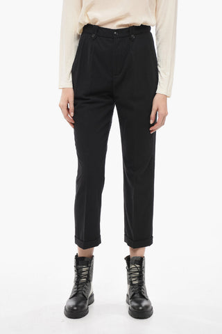 Pantaloni in Misto Lana a Vita Alta