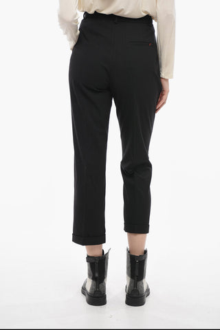 Pantaloni in Misto Lana a Vita Alta