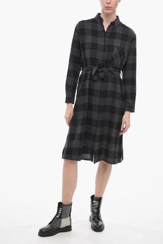 Checkered Wool Blend HERITAGE GAUZE Long Dress