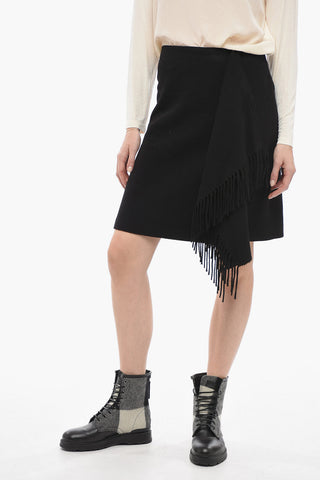 Wrap Skirt with Fringe Detail