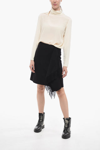 Wrap Skirt with Fringe Detail