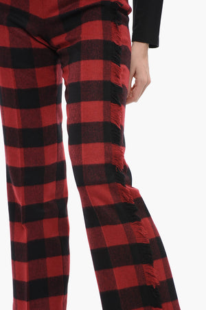 Pantaloni in Lana Stretch con Fantasia a Quadri