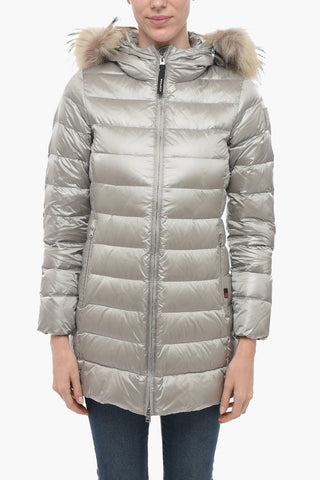 Quilted CLOVER Down Jacket with Fur-edged Hood