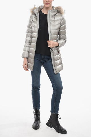 Quilted CLOVER Down Jacket with Fur-edged Hood
