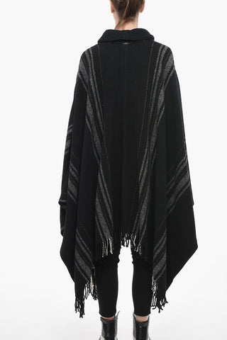 Wool BLANKET Coat with Fringe Detail