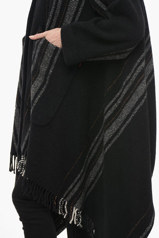 Wool BLANKET Coat with Fringe Detail