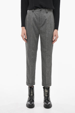 가벼운 울 팬츠 핀턱 주름