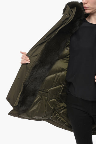 Parka Imbottito MILITARY Con pelliccia sul cappuccio